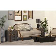 COZAYH Vintage Storage Chest With Buckle Hinged Top, Linen Accent End Side Table For Living Room, Office, Bedroom, Rectangle, Grey - Xám - Xem 2