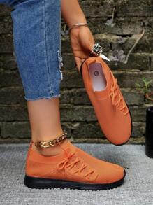 4-Season Slip-Resistant Thick Sole Mesh Casual Sports Shoes For Women, Plus Size, Lace Up, Fashion Crisscross Athletic Sneakers