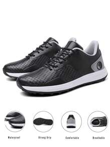Spikeless Golf Shoes Men Waterproof Golf Shoes Comfortable Breathable Golf Footwear Mens Golf Sneakers Golf Walking Shoes - màu đen - Xem 1