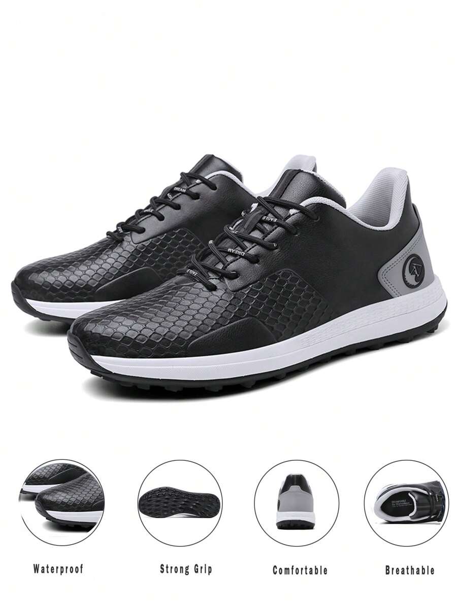 Spikeless Golf Shoes Men Waterproof Golf Shoes Comfortable Breathable Golf Footwear Mens Golf Sneakers Golf Walking Shoes - màu đen - Xem 1