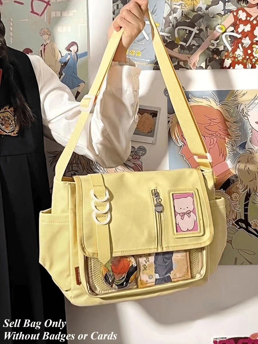 Y2K Japanese Harajuku School Bags For Teen Girls New 2024 Transparent Itabag Crossbody Bag DIY Badges Display Plate Ita Bag, Street & Japanese Style Women Bag - Yellow - View 1