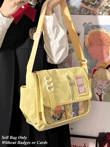Y2K Japanese Harajuku School Bags For Teen Girls New 2024 Transparent Itabag Crossbody Bag DIY Badges Display Plate Ita Bag, Street & Japanese Style Women Bag - Yellow - View 4