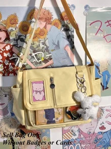 Y2K Japanese Harajuku School Bags For Teen Girls New 2024 Transparent Itabag Crossbody Bag DIY Badges Display Plate Ita Bag, Street & Japanese Style Women Bag - Yellow - View 5