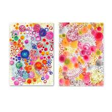 2 Stücke abstrakte Farbverlauf Punkt Form Blume Blätter Leinwand Malerei, nordische Poster und Drucke Wandbilder für Wohnzimmer Dekoration ohne Rahmen