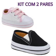 Baby Slip On Shoes And Casual Sneakers And Girl Kit With 2 Pairs - Nhiều màu - Xem 1