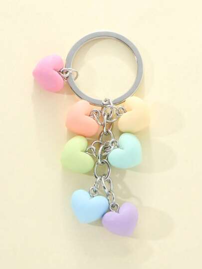 1pc Resin Cute Colorful Creative Heart Shaped Keychain Pendant Street Valentine's Day Car Accessories Bag Charm School Goth Y2k Christmas Gift Ideas Bag Lanyards With Id Holder Car Accessories Bag Charms