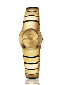 OUPAI 1 件女士优雅椭圆形银色钨钢表带休闲手表，金色表壳，小表盘，防水，适合日常生活和聚会 - 金色 - 查看 5