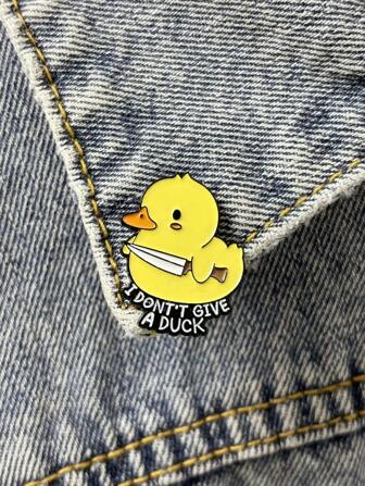 A Cartoon Cute Little Yellow Duck Metal Brooch Creative English Letters I Dont Give A Duck Badge Pin Clothes Bag Accessories