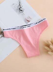 6pcs Women/Girls Letter Printed Soft Breathable Panties, Minimalist Underwear For Students