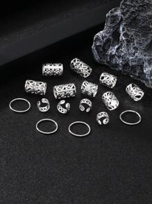 80pcs Women Silver Color Hair Braiding Rings For Dreads And Braids For Back To School Boho Hair Clips