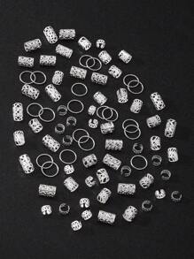 80pcs Women Silver Color Hair Braiding Rings For Dreads And Braids For Back To School Boho Hair Clips