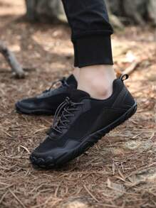 全新户外运动透气防滑钓鱼轻便休闲鞋，男女通用圆头低帮系带平底徒步运动鞋 - 黑色 - 查看 1
