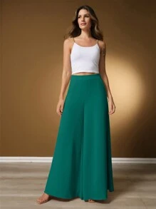 Female Fashion Women's Pantalone Pants, High Waist, Bell Bottom, With Pockets On The Sides, Button Closure, Elegant, Sophisticated, Premium, Bloguerinha Style, Wide Leg, Elegant Dune, Chic, Dress Pants, Casual, Casual, Of The Moment, Fashion, Fashion, Chic, Modeling, Pushes Butt, Dresses Super Well, Modeling, Models The Body, High Waist, Adjusted, Straight, Social, Basic, Wide, Slim, Cargo Pants, Flare, Haren Pants, Skiny, Women's Tracksuit, Pants Pink, Royal Blue, Black, Suit Pants, Of The Moment, Long, Long, Ribbed Pants, Leather Pants, Jogger, Dress Pants, Jeans, Wide Pants, Sweatshirt, Cold, Sweatpants, Vibrant Colors, Women's Clothing, Pants Wide Legging, Duna Pants, Casual, Chic, Modern, Casual, Fashion Trend, Winter, Autumn, Cold, Stylish, Blogger, Perfect Look For Any Occasion, Elegant, Clubbing, Cinema, Summer, Red, Pink, Beige, Nude, Spring, Build Your Look With Us, Look For Every Modern Woman New Collection - 青碧色 - 查看 3