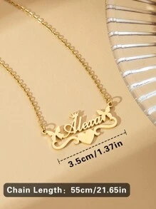 不锈钢蝴蝶和心形个性化名字项链，定制草书字体金色锁骨链项链，家庭节日礼物，适合情侣、家人和朋友、圣诞节和万圣节礼物 - 金色 - 查看 5