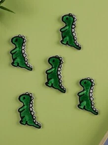 5 Multi-Color Small Dinosaur Pattern DIY Cloth Stickers, Cute Cartoon Style Polyester Ironing, Sewing Patches Suitable For Clothes, Bags, Shoes, Hats, Home Decoration Stickers - Multicolor - View 1