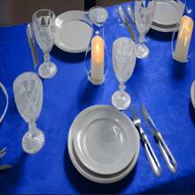 Jacar Damask Medallion Thick Square Tablecloth 1.40m X 1.40m Luxury Jacquard - 藍色 - 查看 2