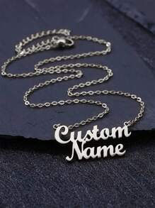 Vòng cổ trang sức tên hai lớp tùy chỉnh dành cho nữ Đàn ông Thép không gỉ cá nhân Cắt Laser Vòng cổ tên tùy chỉnh, 2 tên Vòng cổ bảng tên tùy chỉnh Quà tặng trang trí lễ hội dành cho phụ nữ - Bạc - Xem 3