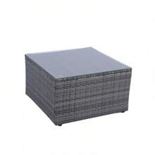 5 Pieces PE Rattan Sectional Outdoor Furniture Cushioned U Sofa Set With 2 Pillow Grey Wicker + Black Cushion - 黑色 - 查看 7