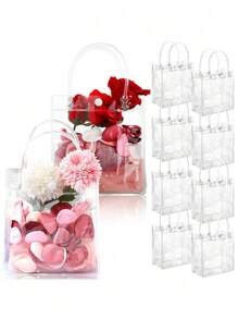 10 túi quà bằng nhựa trong suốt có quai xách, 5,9" X 6,3" X 2,8", Túi tote bọc quà bằng nhựa PVC trong suốt có thể tái sử dụng Túi đựng kẹo cho bán lẻ Halloween Giáng sinh Boutique Tiệc cưới Sinh nhật Ưu đãi, Túi mua sắm, Túi dự tiệc, Túi đựng quà tiệc cưới Sinh nhật Mùa thu Mùa thu, Giáng sinh - Trong sáng - Xem 1