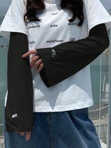 1 Pair Letter Pattern Sun Protection Sleeve Covers, Loose Breathable Arm Sleeves For Summer Outdoor - Multicolor - View 9