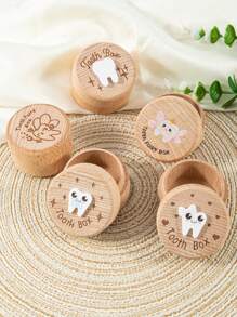 1 pieza Caja de Hada de los Dientes, Caja de madera linda para guardar los dientes perdidos, regalo para cumpleaños, portadientes, decoración para baby shower, regalos para familia, regalos para baby shower, regalos de Pascua, cosas para niñas/niños