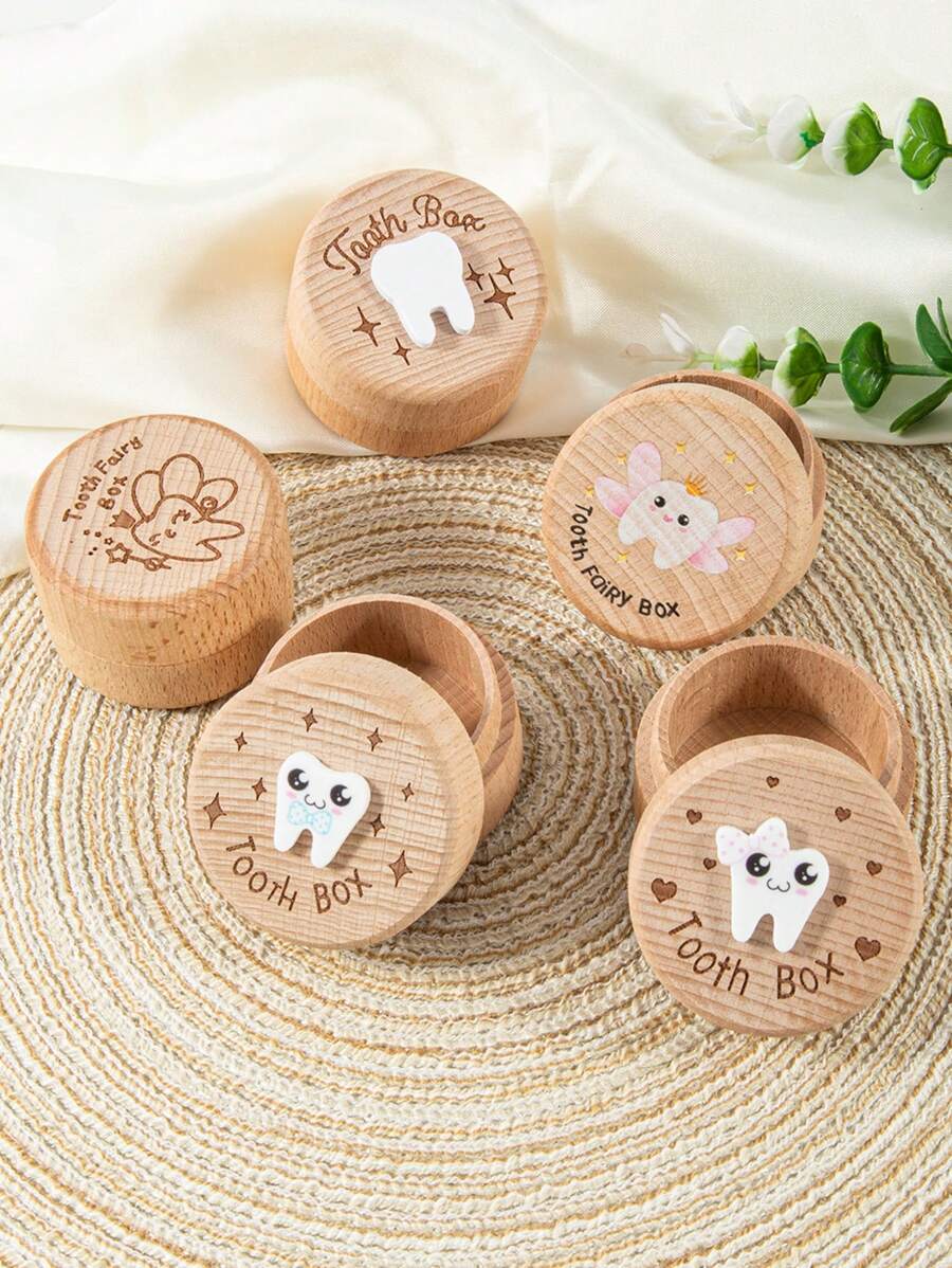 1 pieza Caja de Hada de los Dientes, Caja de madera linda para guardar los dientes perdidos, regalo para cumpleaños, portadientes, decoración para baby shower, regalos para familia, regalos para baby shower, regalos de Pascua, cosas para niñas/niños