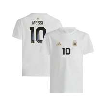 Adidas Camiseta con el nombre y número del equipo nacional de Argentina de , para niños y niñas mayores - Blanco - Ver 1