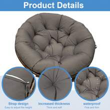Outdoor Papasan Cushion Cover Only Round Seat Cushion Pad Outdoor Cushion Only, Thickened Overstuffed Round Cushion Chair Hanging Egg Chair Seat Cushion Chair Padded For Garden Chair Cushion,Patio,Backyard Papasan Chair Cushion Seat Pad For Easy Closure And Removal, Silky Smooth Fabric - Màu xám đen - Xem 2