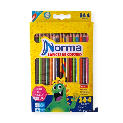 Lapices de colores Norma 24 colores mas 4 colores total 28pzs de lapices de colores