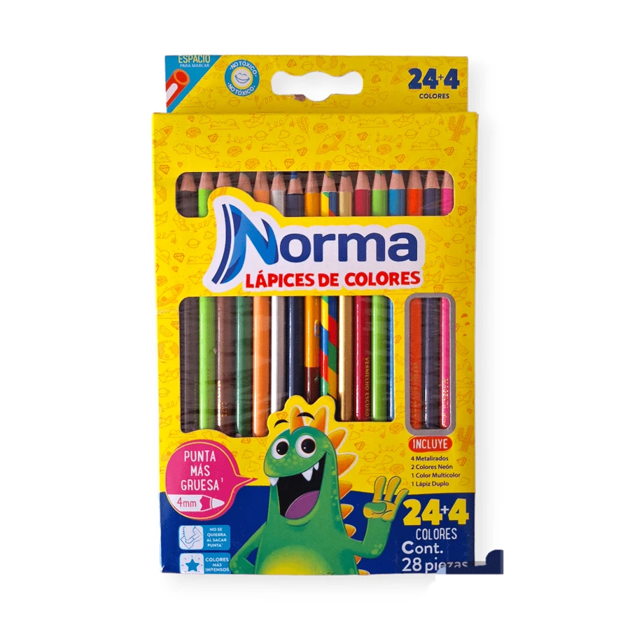 Lapices de colores Norma 24 colores mas 4 colores total 28pzs de lapices de colores - Multicolor - Ver 1