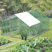 VA-Cerulean Free-Range Chicken Coop, 3x2x2m/3x4x2m/3x6x2m/3x8x2m, Galvanized Steel Frame, Small Animal Coop With PE Roof, Chicken Coop Cages For Poultry, Rabbits, Small Pets And Dogs - Green - View 2