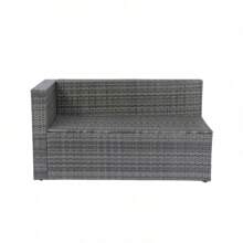 5 Pieces PE Rattan Sectional Outdoor Furniture Cushioned U Sofa Set With 2 Pillow Grey Wicker + Black Cushion - 黑色 - 查看 10