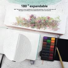 Libro de dibujo SeamiArt 300 g/m² Papel para acuarela de grano medio, 24 hojas, dos colores verde y rosa, para acuarela, acrílico y pintura con marcador