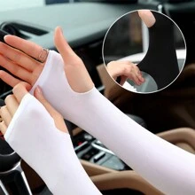 2 Pairs Ice Silk Arm Sleeves For Women, UV Protection Driving Cycling Sun Sleeve, Available In Black Or White