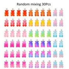 30pcs Mini Cute Little Bear Pendant Gradient 3D Soft Candy Bear Pendant DIY Resin Bear Charms For Necklace Pendant Earrings Bracelet Keychain - Gradient Bear Pendant - View 13