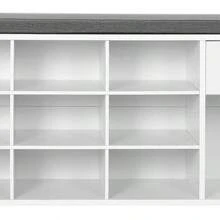 VASAGLE Storage Bench, Entryway Bench With Cushion, Drawer And Open Compartments, Bench With Storage, For Living Room, Bedroom, Closet, - trắng - Xem 7