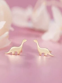 BALMORA 1pair Minimalist & Unique S925 Sterling Silver Cute Little Dinosaur Ear Studs For Girl/Women Daily Wear Birthday Gift