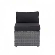 5 Pieces PE Rattan Sectional Outdoor Furniture Cushioned U Sofa Set With 2 Pillow Grey Wicker + Black Cushion - 黑色 - 查看 9