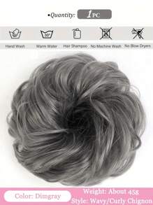 黑色、棕色、金色凌乱发髻假发片 - 自然波浪卷发发髻，蓬松盘发接发，卷曲波浪马尾合成假发，配有弹力发带，适合女性和女孩日常、派对、婚礼和轻松造型 - 彩色 - 查看 11