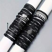 6/10 Pcs Vintage Minimalist Men's Leather Bracelets Handmade Woven Multi-Layer Leather Bracelets Bracelets Bangles Bracelets Coffee Vintage Minimalist Tree Of Life Bracelets Metallic Multi-Layer Faux Leather Bracelets Men's Bracelets And Bangles Men's Arm Jewellery - Mixed - View 4