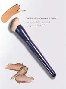 1pc Angle Foundation Make-Up Brush High Density Synthetic Makeup Brush Kabuki Brush Is Suitable For Foundation Liquid Foundation, Face Cream, Powder, Portable Travel Essential Makeup Tools - Brown - View 3