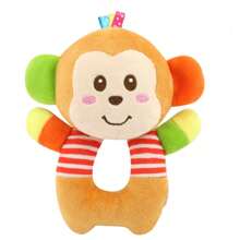婴儿柔软猴子和大象抓握摇铃玩具，适合幼儿 - 彩色 - 查看 8