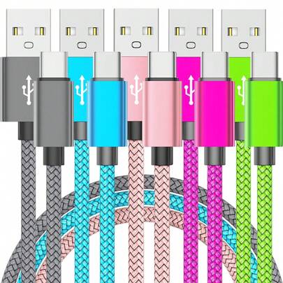60W 快充 USB Type-C 数据线，尼龙编织，USB-A 转 USB-C 安卓充电线，兼容三星 Galaxy S24 S23 S22 S21 S20 Ultra S20+ Note 20 10 S10 S9 Plus A12 A11 A52、一加、Pixel 6 5 4 4a 3a XL