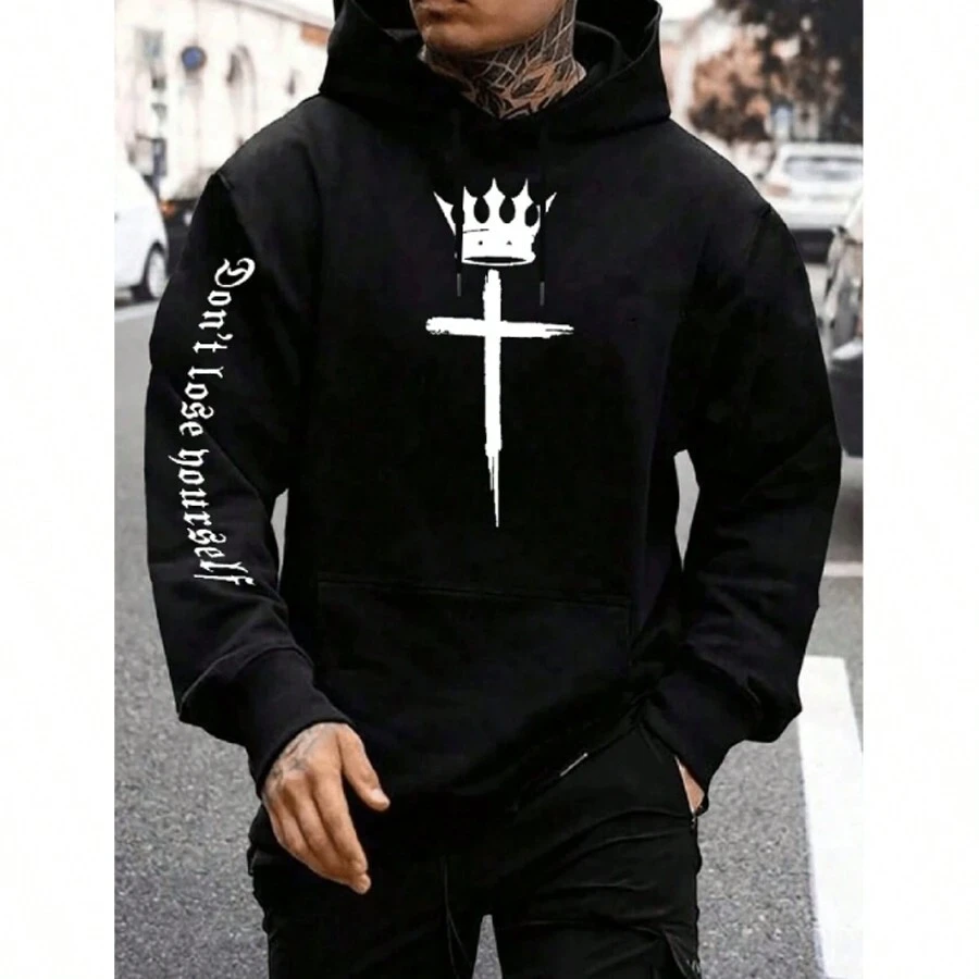 Men's Don't Lose Cross And Crown Casual Sweatshirt - 黑色 - 查看 1