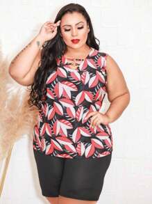 Kit 3 Plus Size Tank Tops Women's Fashion Blouse Liganete Cold Mesh Assorted Prints - Nhiều màu - Xem 6