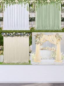 1 pieza Cortina de tul como telón de fondo para bautizo, boda, fiesta, hotel, decoración de cabina fotográfica de eventos - Multicolor - Ver 1