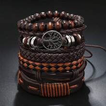 6/10 Pcs Vintage Minimalist Men's Leather Bracelets Handmade Woven Multi-Layer Leather Bracelets Bracelets Bangles Bracelets Coffee Vintage Minimalist Tree Of Life Bracelets Metallic Multi-Layer Faux Leather Bracelets Men's Bracelets And Bangles Men's Arm Jewellery - Mixed - View 1