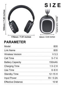 Gerripuer New Bluetooth Headphones, HIFI High-Definition Call, Comfortable Headband, MP3 Music Player, Phone Compatible, Foldable Rotatable Retractable Type-C, Metal Texture, High-End Business Gift, Wireless Bluetooth Headphones - Black - View 6