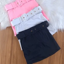 Short Short Skirt With Belt - màu đen - Xem 2