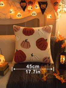 1 Vỏ Gối Thêu Halloween, Thích Hợp Cho Trang Trí Phòng Khách & Phòng Ngủ - trắng - Xem 2